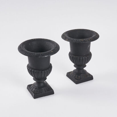 A Pair Of Cast Iron Urns