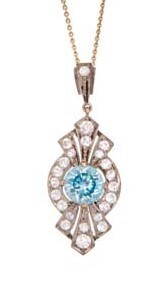 9ct Art Deco Zircon and White Sapphire Pendant *