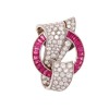 Platinum Syn Ruby and Diamond Brooch *