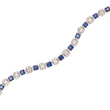 Platinum Art Deco Sapphire and Diamond Bracelet *