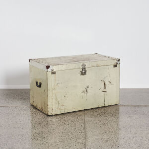 A Large Antique Metal and Wood Steamer Trunk