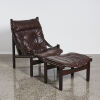 A High Back Mid Century Hunter/Safari Chair With Ottoman