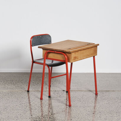 A Vintage Nz School Desk & Chair