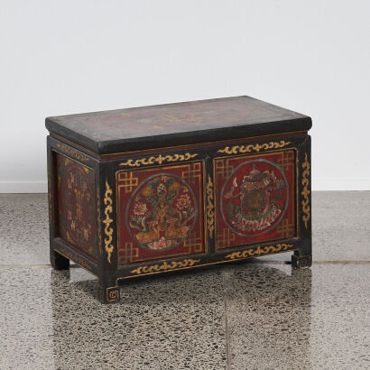 A Tibetan Hand Painted Scripture Cabinet