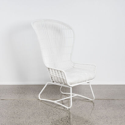 A Contemporary Steel and Wicker Highback Occasional Chair&not;&dagger;