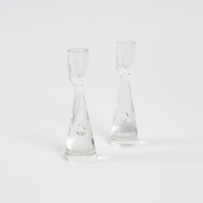 A Pair of Stunning Miniature Glass Candleholders