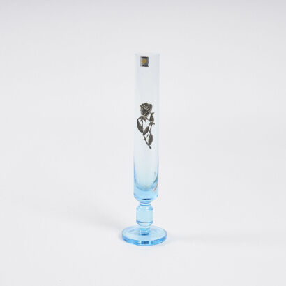 An Art Nouveau Glass Vase with Pewter Decoration