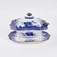 A Victorian Blue & White Tureen and Tray