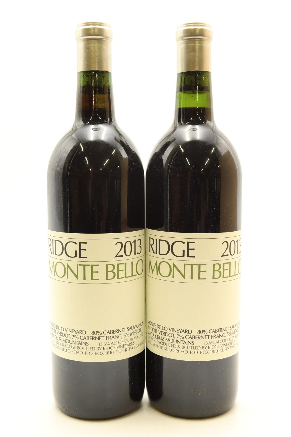 2) 2013 Ridge Vineyards Monte Bello, Santa Cruz Mountains [RP100]