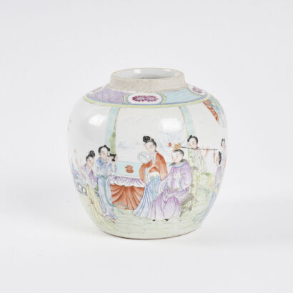 A Chinese Qing Dynasty Famille Rose 'Figural' Jar