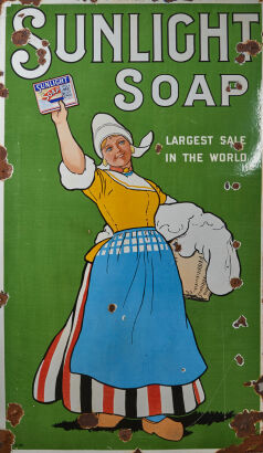 A Large and Rare Sunlight Soap Enamel Sign