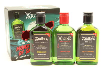 (1) Ardbeg The Three Monsters of Smoke Single Malt Scotch Whisky Limited Edition Pack (Sold as one lot)