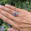 Modern Tanzanite and Diamond Ring in 14ct White Gold - 3