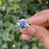 Modern Tanzanite and Diamond Ring in 14ct White Gold - 4