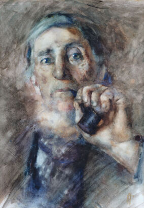 FRANCES HODGKINS Old Man with Pipe