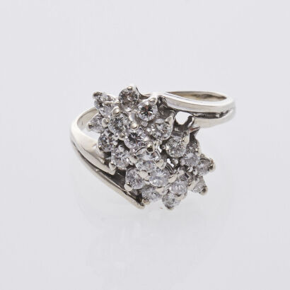 14ct White Gold Diamond Cluster Ring