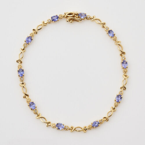 14ct Yellow Gold, Tanzanite and Diamond Bracelet