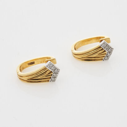 9ct Yellow Gold Diamond Huggies