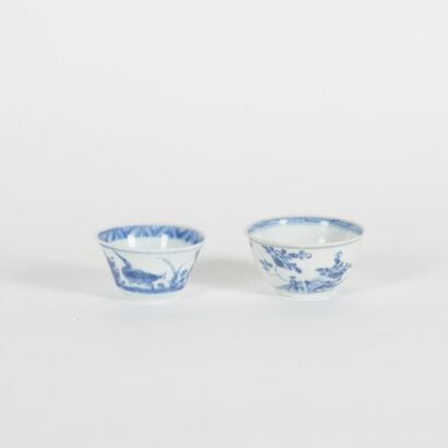 Two Chinese Mid Qing-Dynasty Blue and White Dishes