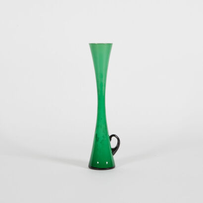 An Elegant Green Glass Tulip Vase