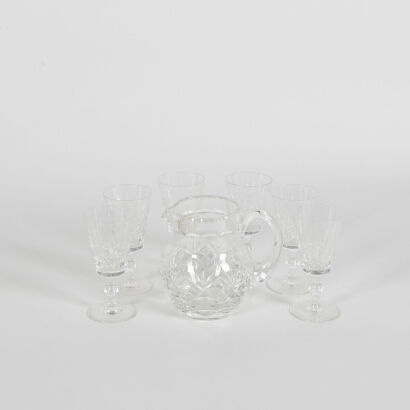 A Crystal Jug And Six Glasses Set