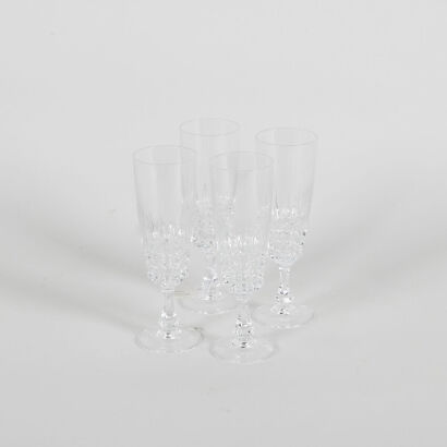 A Set Of 4 Cristal D’Aques Champagne Glasses 1970s