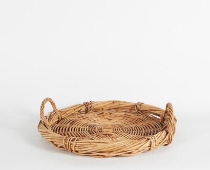 A Large Handmade Wicker Basket Tray