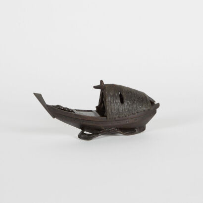 An Old Hand Cast Bronze Sampan Boat