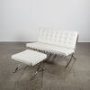 A Mies Van Der Rohe’s Replica Barcelona White Two Seater Couch & Ottoman - 2