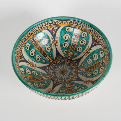 Decorative Moroccan Meknes Antique Pottery Bowl