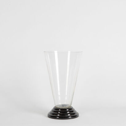 An Impressive Sized Art Deco Glass Vase With A Black Glass Base