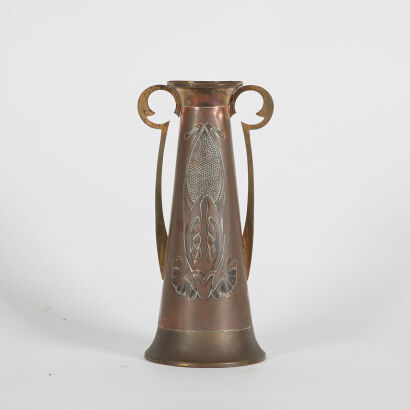 A Beldray Art Nouveau Copper And Brass Two-Handled Vase