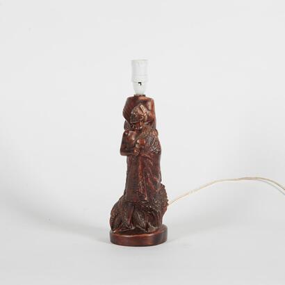 A Marble Art Ltd Table Lamp Of A Maori Warrior By Lucien Rizos