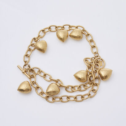 Anne Klein Puff Heart Charm Bracelet