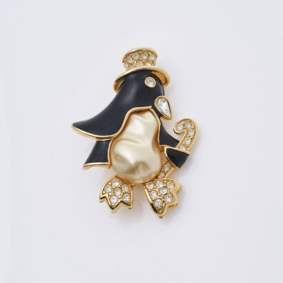 Kenneth Jay Lane Penguin Brooch
