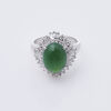 Platinum Oval Cabochon Jade and Diamond Halo Ring