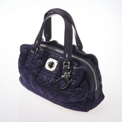 Christian Dior Lady Dior Cannage Purple Nylon Bag