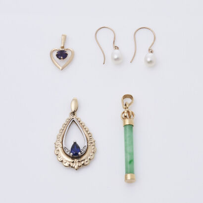 Collection of 9ct Yellow Gold and Stone Items