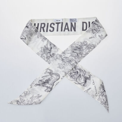 Christian Dior Grey Toile De Jouy Mitzah Scarf