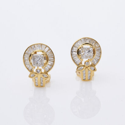 18ct Yellow Gold Princess cut Diamond Earrings