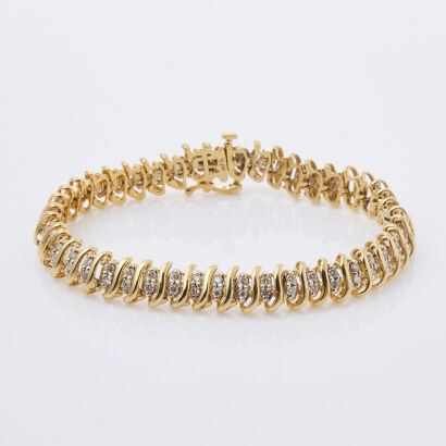 14ct Yellow Gold Estate Diamond Bracelet