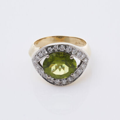 18ct Peridot and Diamond Ring