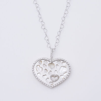 18ct White Gold Nanis Jewellery Heart Necklace