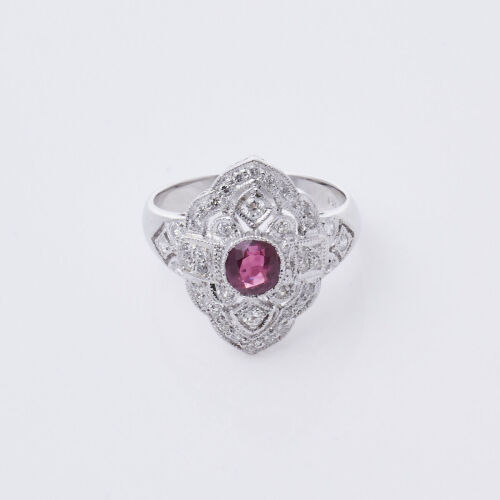 18ct White Gold Ruby and Diamond Dress Ring