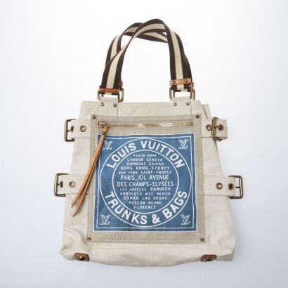 Louis Vuitton Blue Toile Globe Shopper Cabas Bag