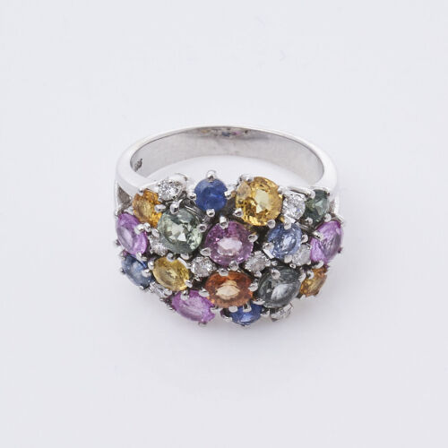 14ct White Gold Multi-colour Sapphire Ring