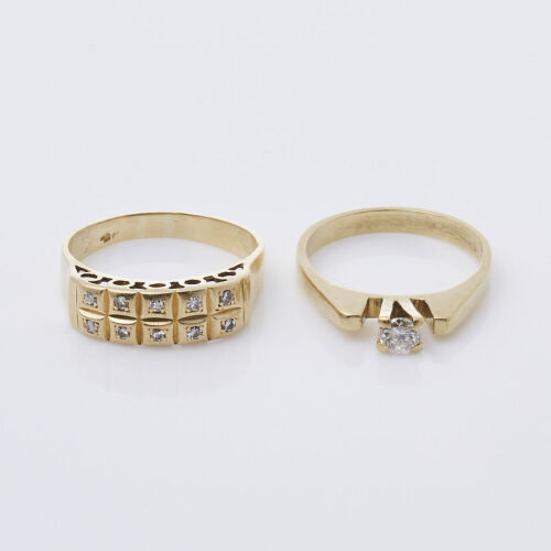 18ct, Two Vintage Diamond Rings