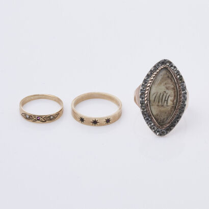 Collection of Three 9ct Gold Vintage Rings.