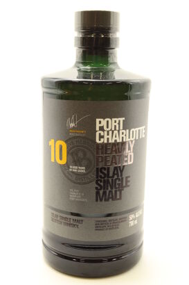 (1) Bruichladdich Port Charlotte Heavily Peated 10 Year Old Single Malt Scotch Whisky, 50% ABV