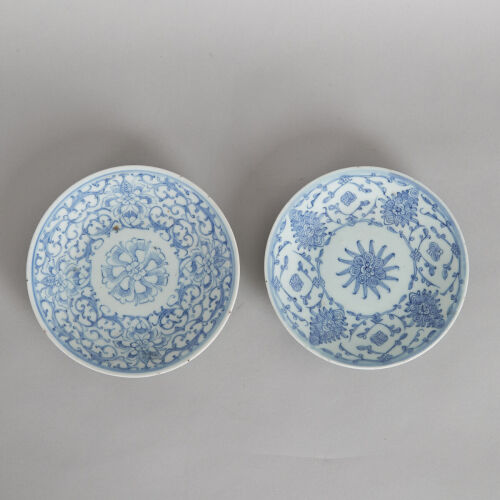 Two Chinese Mid Qing-Dynasty Blue and White Dishes